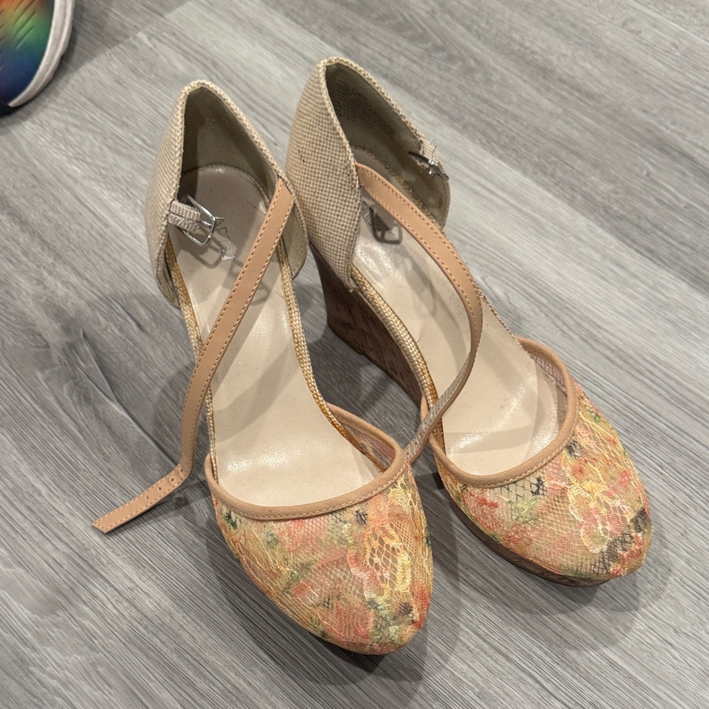Floral Beige Women's Heels